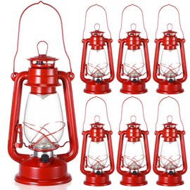 Hortsun Vintage LED Hurricane Lantern Warm LEDs and Dimmer Switch Battery Operated Metal Lantern Decorative Hanging Lantern for Indoor Outdoor Camping Usage Decor(6 Pcs,12 Inch)