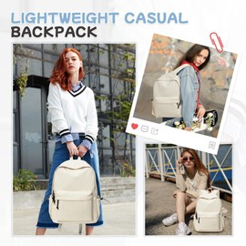 Lightweight Backpack for Women School Bookbag Waterproof Casual Daypack for Men Laptop Bag Travel Backpack for Sports College B3- Beige