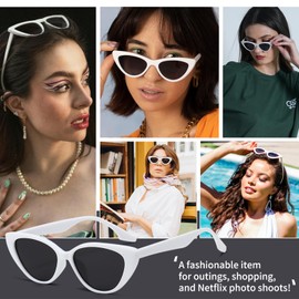 Cat Eye Glasses Premium Feeling New Sun Protection Retro Tide Fashion Glasses - White