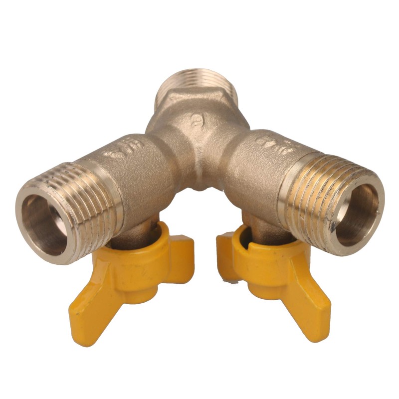 Bstinay Dual Shut-off Controls Valve Y Connector 3-Way Metal Splitter