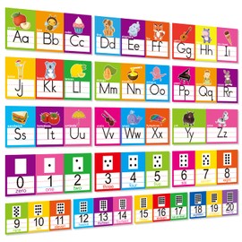 Alphabet Line Bulletin Board Set ABC Number 0-20 Wall Decorations for Pre-School Kindergarten Elementary Classroom Nursery Homeschool(Large, 16 Pcs)