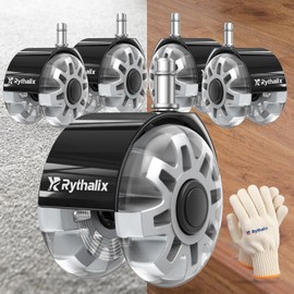 Rythalix 3" Office Chair Wheels Set of 5 - Desk Chair Caster Wheels, Smooth & Quiet, Universal Fit for Most Office/Desk/Gaming Chairs, Safe on Carpets & Hardwood Floors