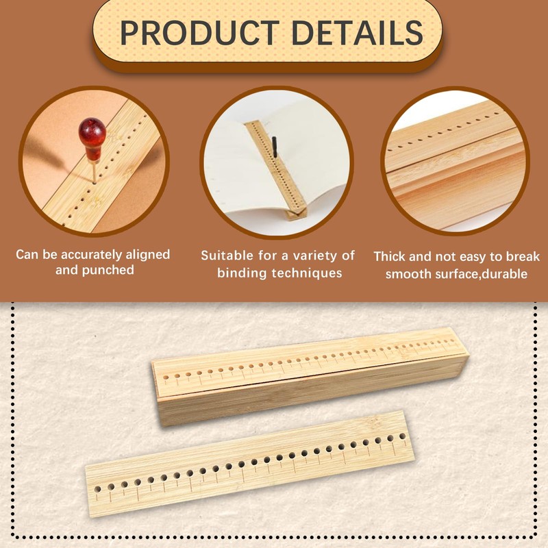 GeryVtee Bamboo Book Binding Cradle with 2 Awls Wood Bookbinding