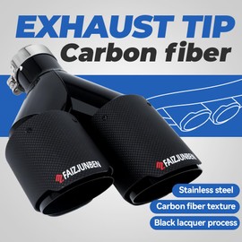 FAIZJUNBEN Carbon Fiber Exhaust TipsDual exhaust tips with 2.1-inch inlet and 3.5-inch outletBrushed textured carbon fiber exhaust tips