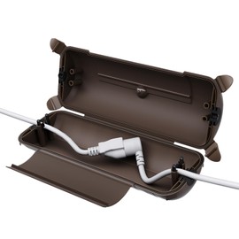 Flemoon Outdoor Extension Cord Safety Cover with Waterproof Protector Seal, Weatherproof Electrical Connection Box, Brown