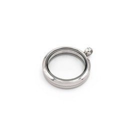 Vintageparts Stainless Steel Glass Locket with Screw Cap for Filling in Platinum Colour 30 mm 1 Piece for Jewellery Making