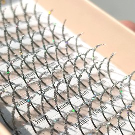 FQNing Glitter Lash Extensions Silver Colored Single Lash Spike Eyelash Extension for Daily Party Wedding 11mm-16mm Mixed(Silver)