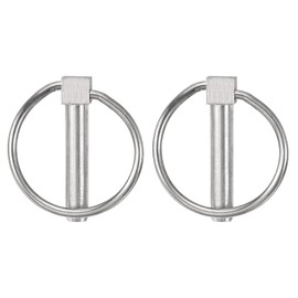 sourcing map 2Pcs 0.39" x 1.97" Tractor Pins 304 Stainless Steel Linch Pin Assortment Kit with Ring for Trailers, Farm Tractors, Trucks, Lawn Mowers, Silver