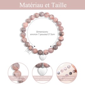 CheersLife Women's Gift Women's Bracelet Christmas Birthday Gift Idea Pink Natural Stone Bracelet Pearl Bracelets with Heart Pendant Original Gift for Mother Daughter Sister Girlfriend FR, Bead