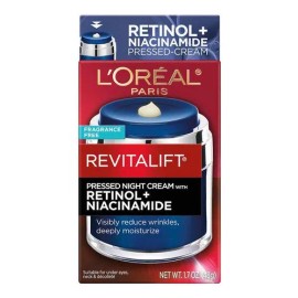 LOral Crema Hidratante De Noche Retinol  Niacinamida 48g Tipo de piel Todo tipo de piel Crema de noche prensada con retinol, niacinamida, reduce...   