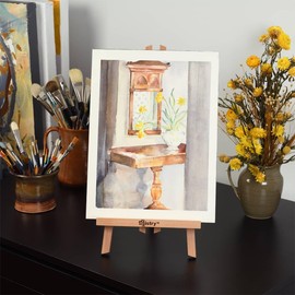 Stein Design Natural Beechwood Display Easel - Elm Finish - Medium 10-1/2" x 19-3/4" Table Top Easel Stand for Painting, Adjustable A-Frame Construction, Ideal for Wedding Signage and Painting Parties