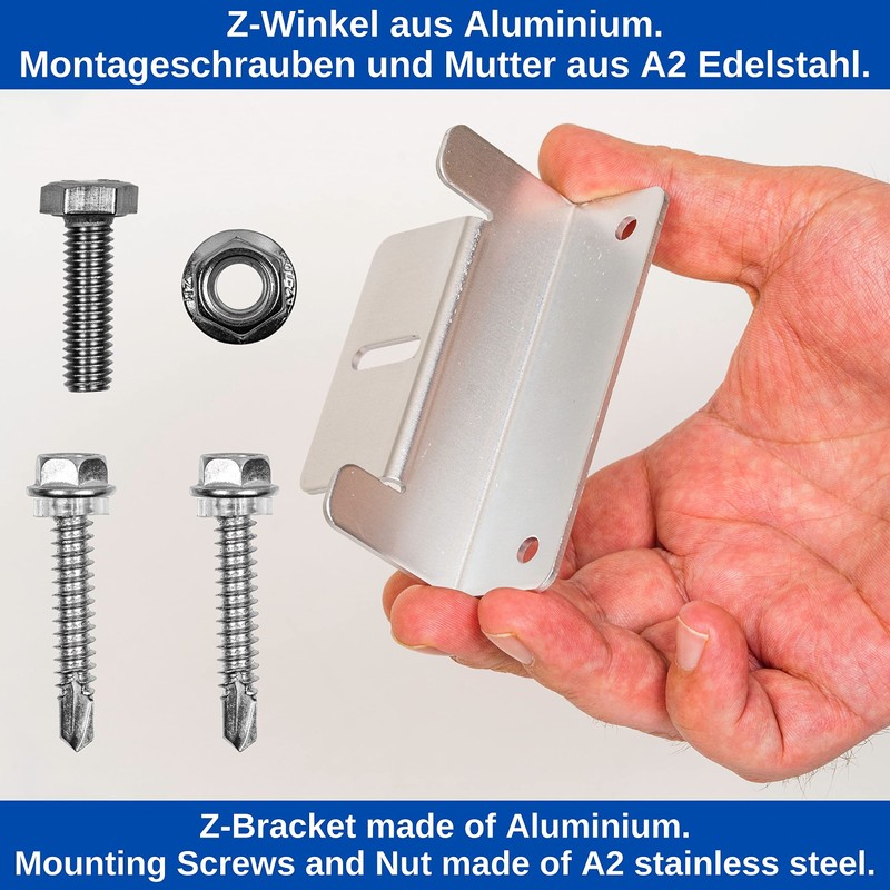 4 Pack Aluminum Solar Panel Z Bracket with Mounting Screws