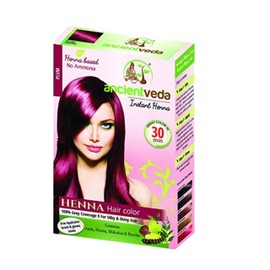 ANCIENT VEDA Henna Hair Color | Instant Henna with Applicator Brush & Gloves | Organic hair Nourishment color Peroxide free | Natural ingredients Safe for all hair types - (60 Grams - Plum)