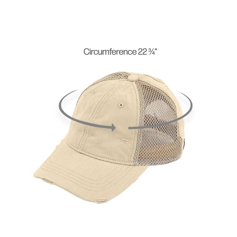 C.C Solid Cotton Ponytail Cap Pony Cap (Beige)