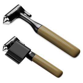 OUDEW Car Window Breaker - Zinc Alloy Glass Breaker and Seat Belt Cutter - 3-in-1 Emergency Escape Kit with Fireproof All-Metal Design - Essential Car Safety Tool for Emergency Escape,Brown, 1-Pack