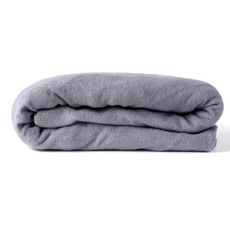 Soft Cotton Terry Cloth 1 Piece Fitted Sheet Grey Single