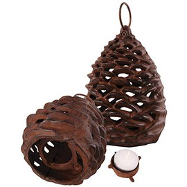 Esschert Design Pine Cone Garden Lantern with Hanging Ring - Small - 3.9" x 3.9" x 5.1"