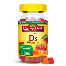 Nature Made Vitamin D3 Gummies 2000 IU Immune Bone Muscle Health 150 Count