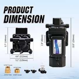 DC HOUSE Continuous Duty 110V Brushless Water Pump, 6GPM 55PSI 4-Chamber Heavy Duty Self Priming Diaphragm Pump for Garden Irrigation, Agricultural Spraying, Pressure Washing & Water Transfer