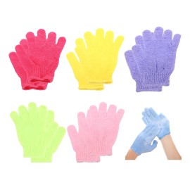 Guantes Exfoliantes De Baño Para Cuerpo, 5 Pares Mix De Colores