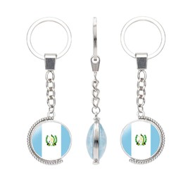 vmcoatdu Guatemala Flag Double Sided Rotation Key Chain Keyring Gift Men Women Stainless Steel Glass Keychain (Guatemala)