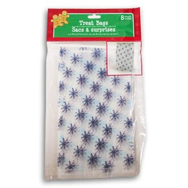 Twist Shut Christmas Holiday Winter Loot Treat Bags - 8 Count - 5 x 9 x 3 Inches (Snowflakes)