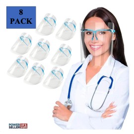 Protective Reusable Glasses Frame Face Shield Visor. 8 Pack Protective Reusable Glasse Face Shield Visor For Droplets & Saliva