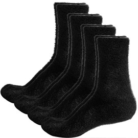 Dress Cici Fluffy Slipper Socks, Winter Fuzzy Socks Plush Warm Sock for Men and Women (4 Pack: 4Black)