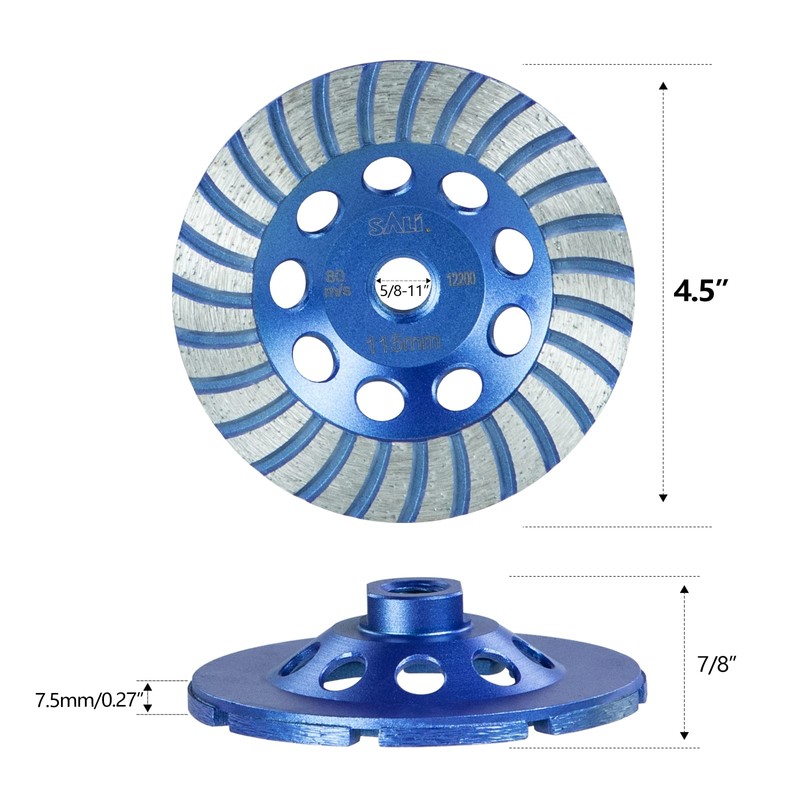 SALI 4.5 Inch Concrete Grinding Wheels 27 Turbo Diamond Segments