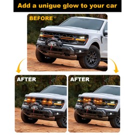 OKLSG LED Front Grill Lights for 2024 2025 F150 Grille Accessories 2018-2023 F150 Warning lamp(Amber Lights, 4)