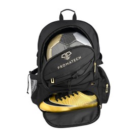 PROMATECH Sports Backpack, All-in-One Design for Size 5 Soccer Ball or Size 7 Basketball, Laptop-Ready, Cleat Storage, Hydration System, Quick Access Zipper - Ideal for Gym and Sports