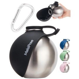 Malsipree 2in1 Portable Dog Water Bottle Bowl Leak Proof Travel Dispenser Stainless Steel