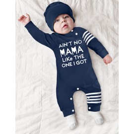 Baby Boy Clothes Newborn Boy Clothes Baby's Boys Outfits Newborn Baby's Clothing Ain't No Mama I Got Baby Boy's Clothing New Born Boys Outfit Babies Romper One Piece Outfit Navy Blue and White