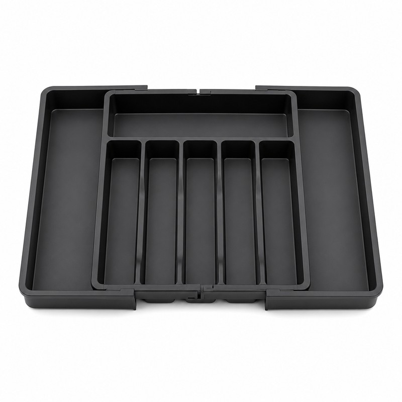 Expandable Silverware Drawer Organizer for Cutlery - Adjustable Plastic Utensil