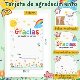 Jadive Thank You Gift for Teacher Educator Includes 3 Key Rings with Angel Bee Pendants, 3 Cards with Cartoon Pattern, 3 Kraft Paper Envelopes for Birthday, Graduation, Christmas
