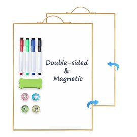 TANKEE Small Dry Erase Board - 16" X 12" Portable White Board, Double-Sided Hanging Whiteboard for Wall, Erasable Mini Magnetic Marker Board for Office, Home, Kitchen, Room, Aluminum Frame