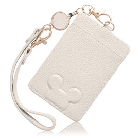 Wasenn Card Case, ID Card Holder, Pass Case with Reel, Cute, Three-Dimensional, Animal, Thin, Card Holder, Commuter Pass, white