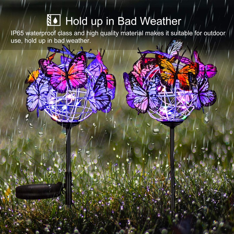 Doingart Outdoor Solar Garden Lights - 2 Pack Solar Powered