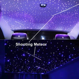 AMKI 96pcs*0.04in*9.8ft Pure White Meteor Shooting Stars Effect Fiber Optic Lights Kit,12 Holes LED Meteor Light Engine with Bluetooth+RF Remote Control 20 Meteor Modes