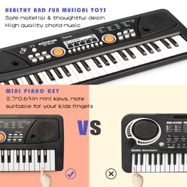 Raimy Piano Keyboard for Kids 49 Keys Portable Keyboard Piano Early Learning Educational Electronic Musical Instrument Toys Gifts for 3 4 5 6 7 8 9 Year Old Boys and Girls (Black)