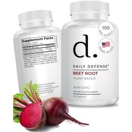 Daily Defense Beet Root Supplements - Overall Vitality & Energy Supplements for Women & Men with Black Pepper Powder & Beet Root Powder - 120 All Natural Beet Root Pills per Bottle