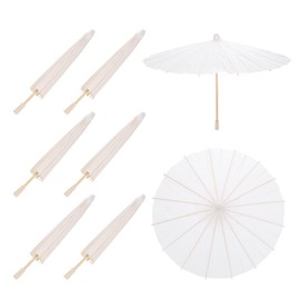 sourcing map 6 Pcs Paper Umbrellas,40cm Paper Parasol Umbrella DIY Oiled Paper Painting Umbrellas for Photography Props Craft Party Wedding Decoration,White