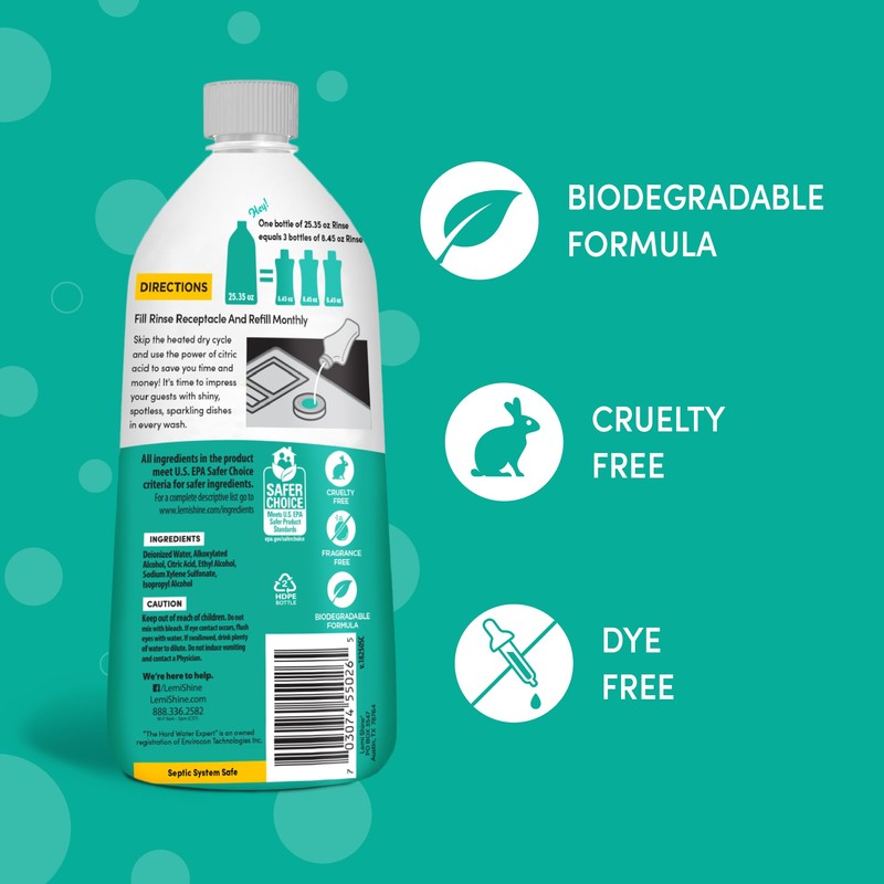 Lemi Shine Shine and Dry Natural Dishwasher Rinse Aid -