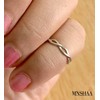 Mnshaa Ring 925 Sterling Silver Rhodium Plated Double Helix Design