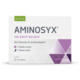 SYXYL Aminosyx Tabletten/Nahrungsergänzungsmittel mit Vitamin B-Komplex, Guarana & L-Tryptophan für eine geregelte Tag-Nacht-Balance/Je 60 Tabletten für Tag & Nacht