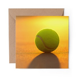 1 x Greeting Card Tennis Ball Sports Sunset - Blank Birthday Celebration Anniversary #2360