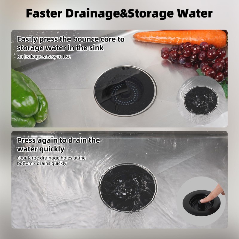 Hibbent Kitchen Sink Plug,Kitchen Sink Strainer and Stopper Combo, All