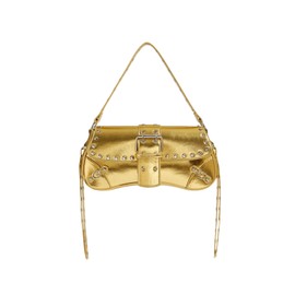 MakeMeChic Women's Shoulder Bags Y2K PU Leather Clutch Small Purse Hobo Bags Gold One Size