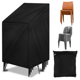 Garden Chair Cover, Waterproof Protective Cover for Stacking Chairs, 210D Oxford, Tear-Resistant, UV and Windproof Garden Furniture Cover, with Drawstring (64 x 64 x 70/120 cm)