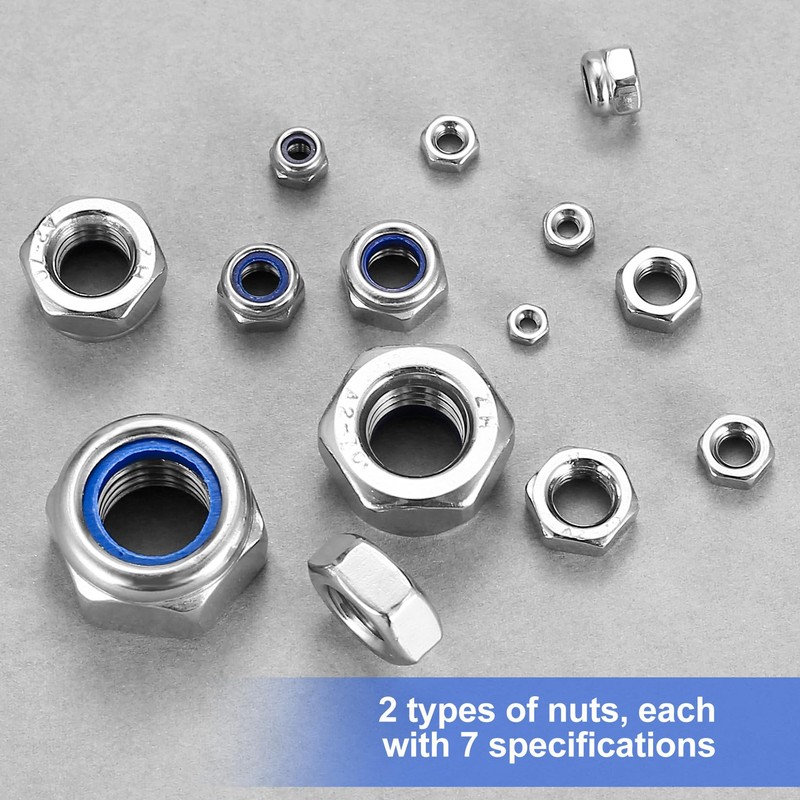 516 Pcs Nylock Nuts, Self Locking Nuts, Nylon Insert Lock